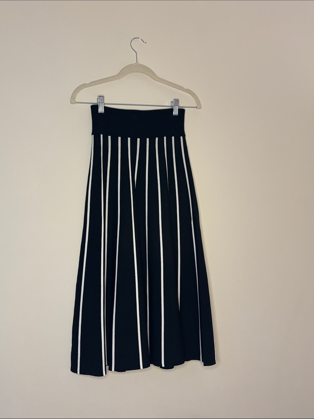 J. Crew Black Maxi Skirt with White Stripes